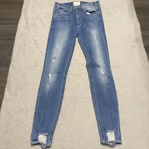 McGuire Jeans Womens‎ 26 Skinny Blue Denim Distressed Fade Stretch Mid Rise USA